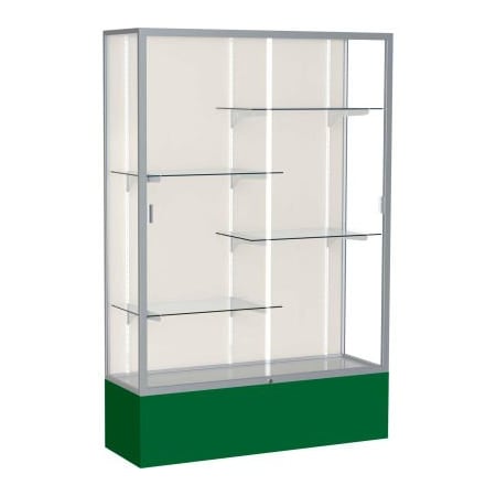 Waddell Display Case Of Ghent Spirit Display Case Forest Green Base, Satin Frame, Fabric Back 48"W x 16"D x 72"H 374PB-SN-FG